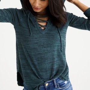 American Eagle Soft&Sexy Plush Lace Up Hoodie i